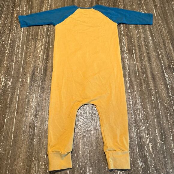 Toddler Rags to Raches Long Sleeve One-Piece Romper Yellow Blue Bison, 2T - Picture 4 of 4